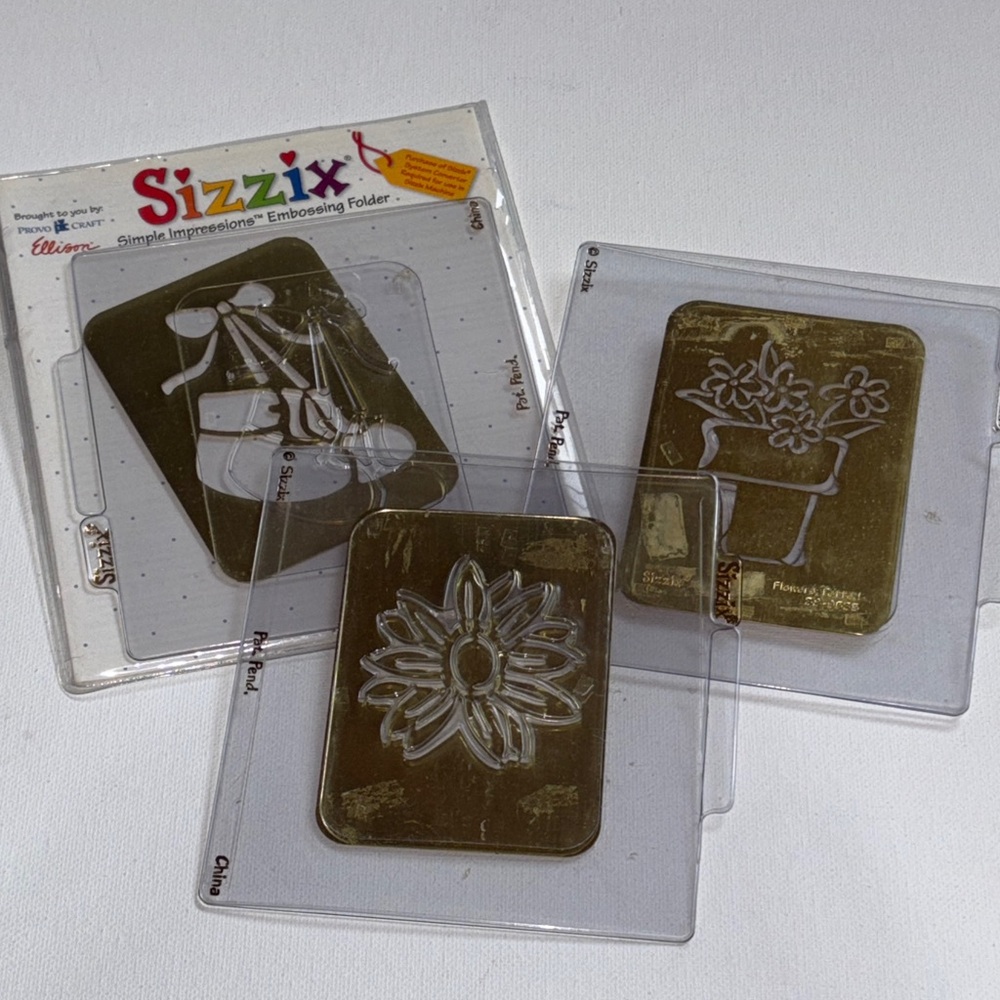 Sizzix Gold Embossing Folder Sizzix Baby Sizzix Flowerpot Sizzix Flower plate